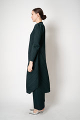 Pleats Please Issey Miyake Monthly Colors: October Duster Cardigan in Dark Green