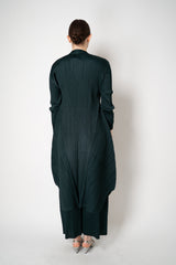 Pleats Please Issey Miyake Monthly Colors: October Duster Cardigan in Dark Green