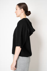 Fabiana Filippi Wool Viscose Knit Short Sleeve Hooded Sweater in Black