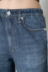 Rag & Bone Miramar Ankle Length Wide Leg Pull-On Pants in Medium Blue Wash