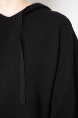 Fabiana Filippi Wool Viscose Knit Short Sleeve Hooded Sweater in Black