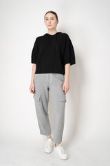 Fabiana Filippi Wool Viscose Knit Short Sleeve Hooded Sweater in Black
