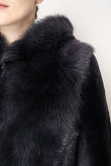 Rocco Ragni Reversible Cropped Brushed Shearling Jacket in Anthracite