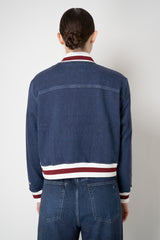 Rag & Bone Miramar Collegiate Denim Bomber Jacket in Medium Blue Wash
