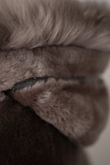 Rocco Ragni Reversible Cropped Brushed Shearling Jacket in Taupe