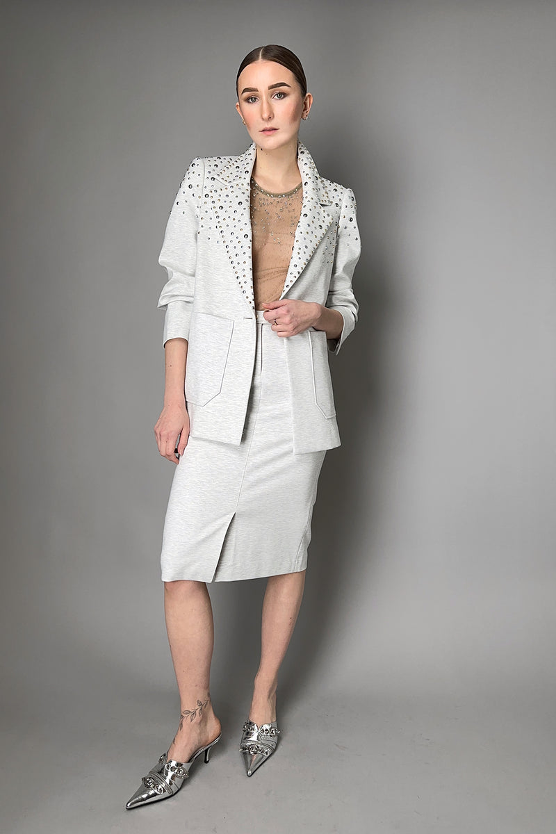 Dorothee Schumacher Emotional Essence Jacket with Studs in Light Grey Vancouver. Shop Online or in Store.