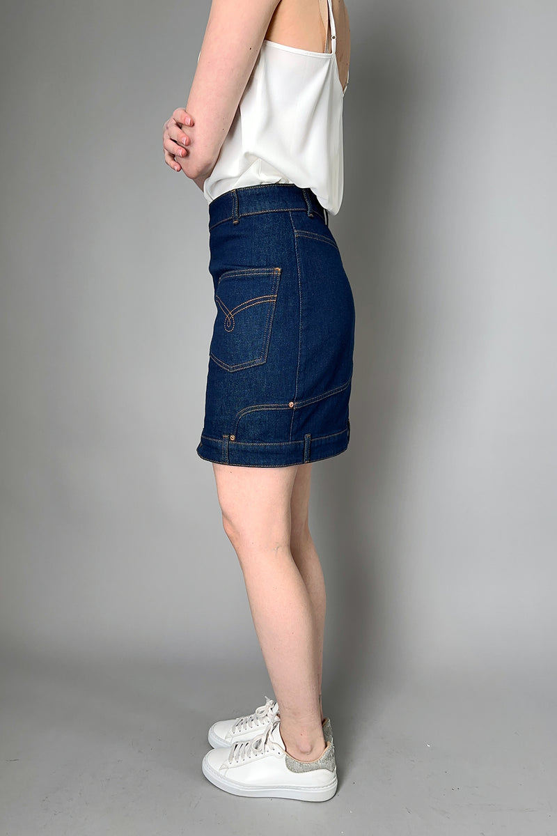 Moschino Jeans Upside Down Stretch Denim Skirt- Ashia Mode- Vancouver, BC