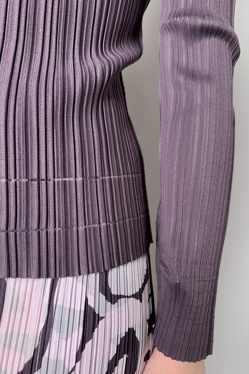 Pleats Please Issey Miyake Soft Pleats Shirt in Dark Purple- Ashia Mode- Vancouver, BC