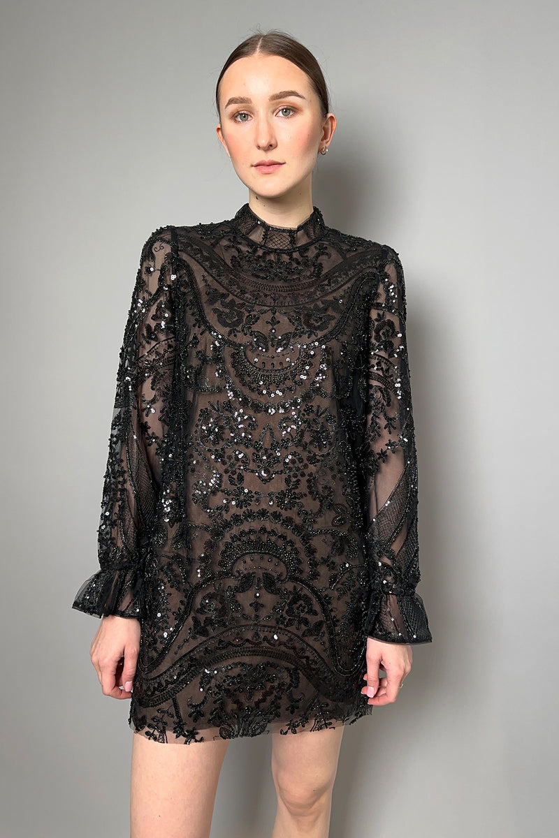 Self-Portrait Beaded Sequin Dress in Black