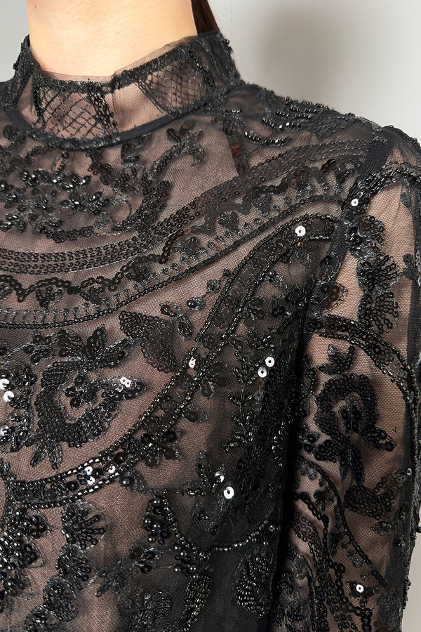Self-Portrait Beaded Sequin Dress in Black- Ashia Mode- Vancouver, BC