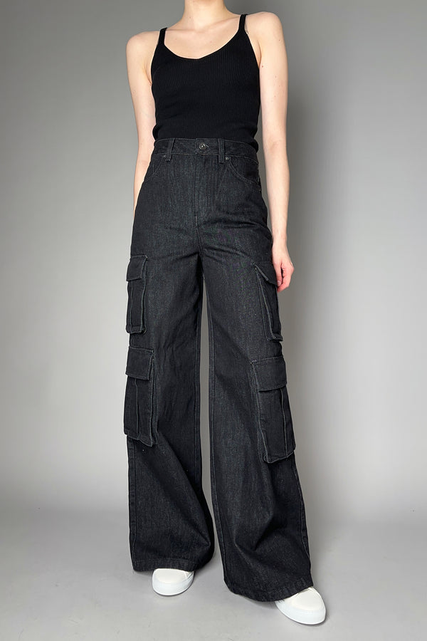 Self-Portrait Cargo Jeans in Black Vancouver. Shop Online or in Store.