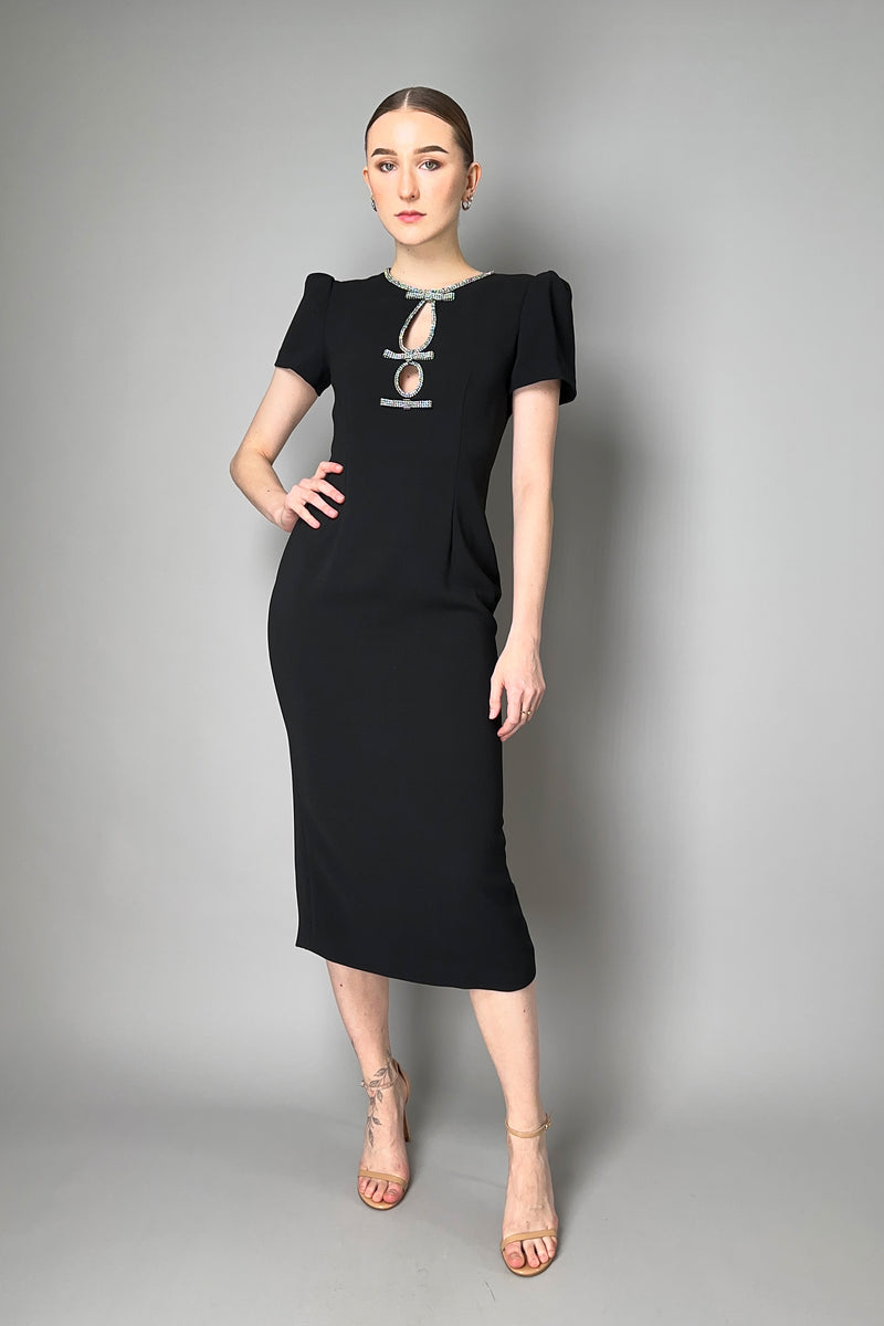 Self-Portrait Crepe "Diamante" Midi Dress