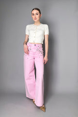 Self-Portrait Embellished Wide Leg Jeans in Pink Vancouver. Shop Online or in Store.