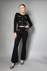 Self-Portrait Sequin Knit Cropped Jacket with Embellished Detail in Black- Ashia Mode- Vancouver, BC
