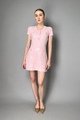 Self-Portrait Short Sleeve Sequin Knit Mini Dress in Pale Pink