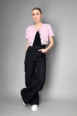 Self-Portrait Embellished Cropped Denim Top in Pink Vancouver. Shop Online or in Store.