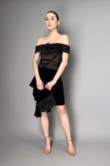Self-Portrait Drappy Rhinestone Fishnet x Tulle Top in Black Vancouver. Shop Online or in Store.