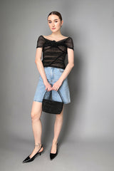 Self-Portrait Drappy Rhinestone Fishnet x Tulle Top in Black Vancouver. Shop Online or in Store.