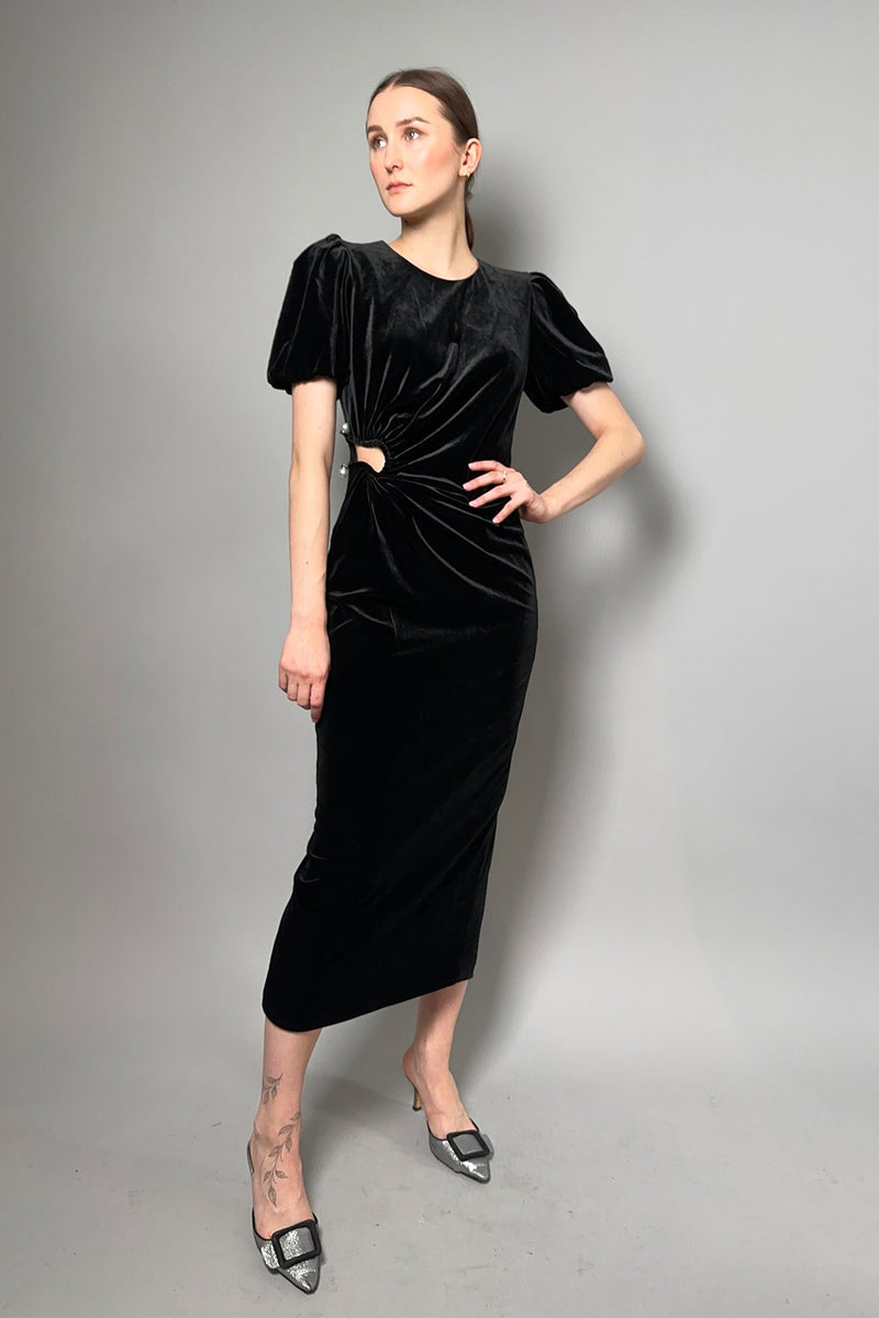 Self-Portrait Velvet Cut Out Long Dress in Black