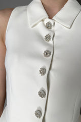 Self-Portrait Crepe Jumpsuit in White Vancouver. Shop Online or in Store.