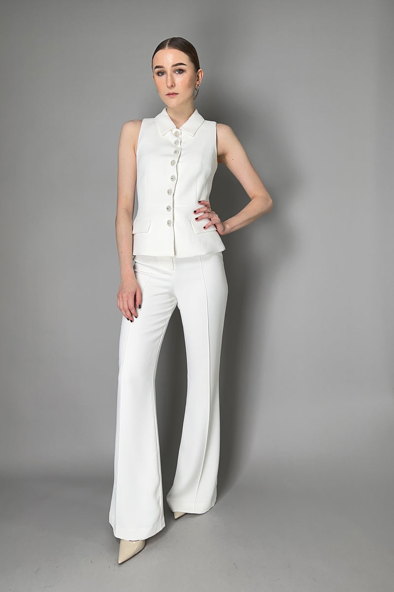 Self-Portrait Crepe Jumpsuit in White Vancouver. Shop Online or in Store.