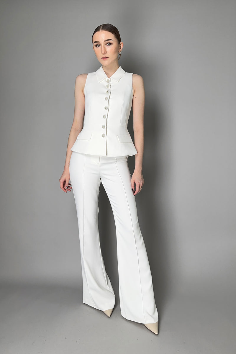 Self-Portrait Crepe Jumpsuit in White Vancouver. Shop Online or in Store.