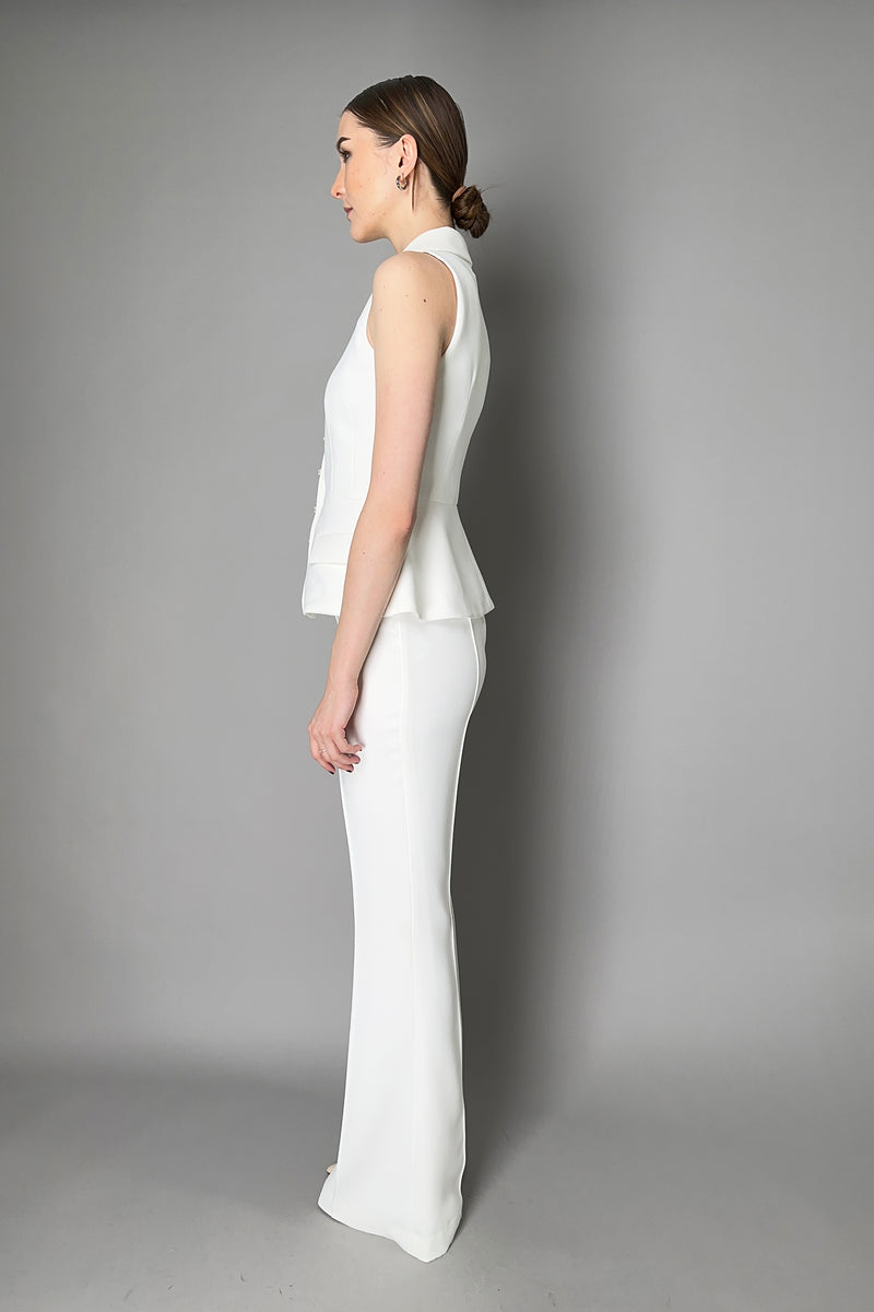 Self-Portrait Crepe Jumpsuit in White Vancouver. Shop Online or in Store.