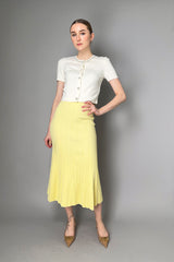 Self-Portrait Ribbed Viscose Knit Skirt in Yellow