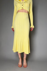 Self-Portrait Ribbed Viscose Knit Skirt in Yellow Vancouver. Shop Online or in Store.