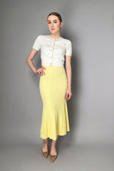 Self-Portrait Ribbed Viscose Knit Skirt in Yellow Vancouver. Shop Online or in Store.