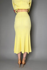 Self-Portrait Ribbed Viscose Knit Skirt in Yellow Vancouver. Shop Online or in Store.