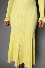 Self-Portrait Ribbed Viscose Knit Skirt in Yellow Vancouver. Shop Online or in Store.