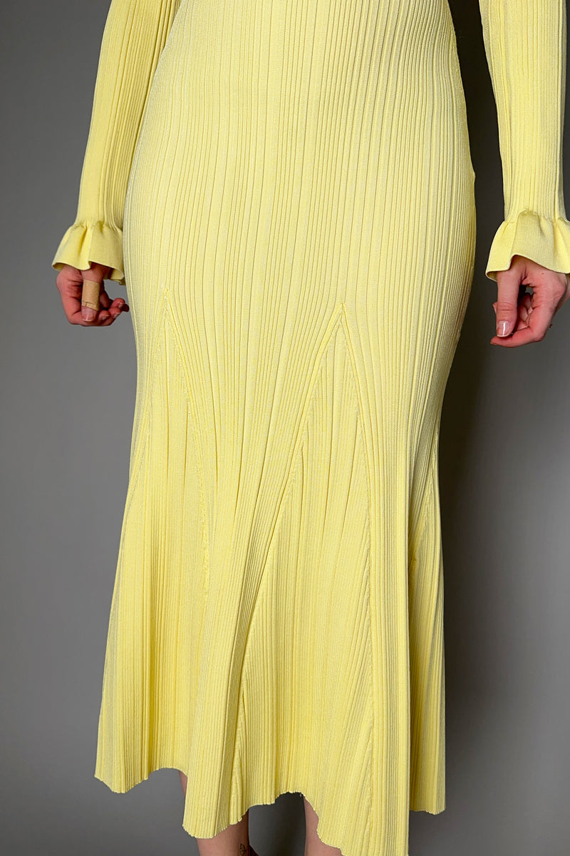 Self-Portrait Ribbed Viscose Knit Skirt in Yellow Vancouver. Shop Online or in Store.