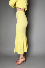 Self-Portrait Ribbed Viscose Knit Skirt in Yellow