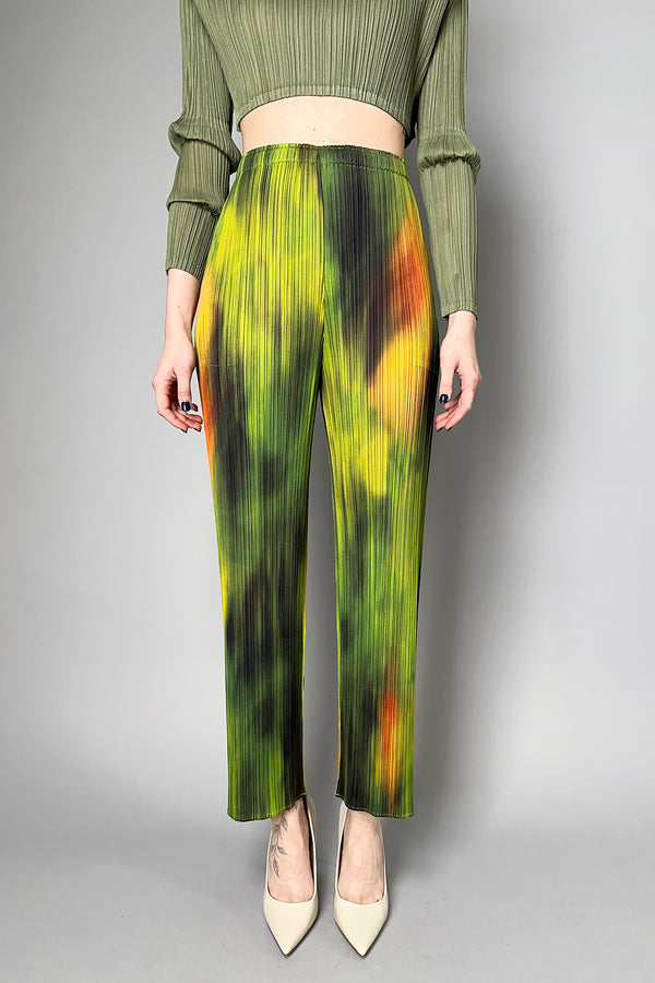 Pleats Please Issey Miyake "Turnip & Spinach" Pants in Green