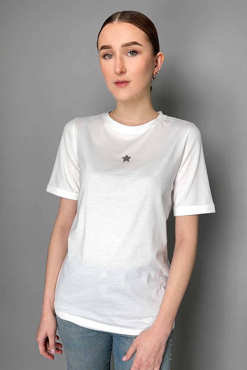 Lorena Antoniazzi Cotton Stretch T-shirt in White- Ashia Mode- Vancouver, BC