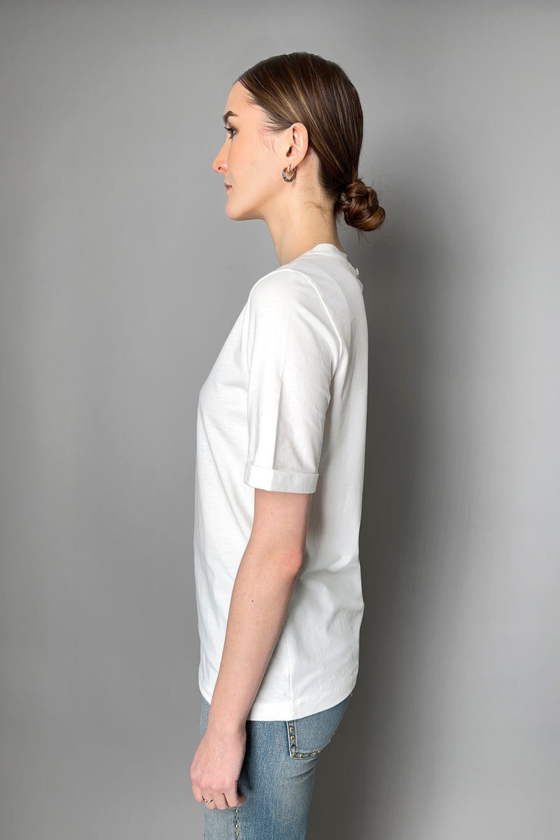 Lorena Antoniazzi Cotton Stretch T-shirt in White- Ashia Mode- Vancouver, BC