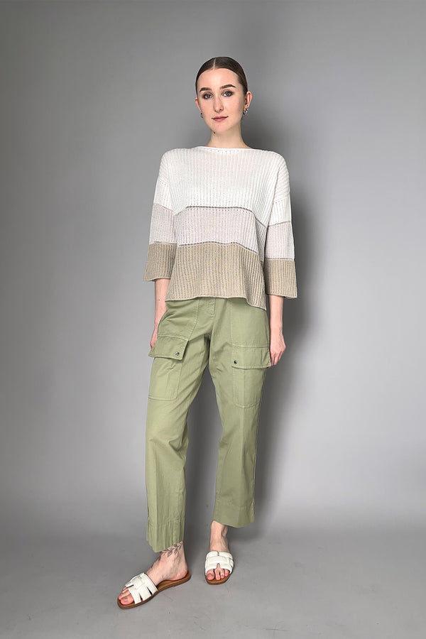 Tonet Cropped Linen-Cotton Twill Cargo Pants in Green