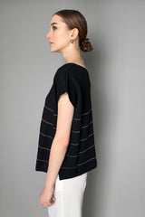 Tonet Relaxed Fit Linen Knit Top in Black