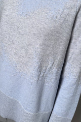 Tonet Jacquard Detail Crew Neck Sweater in Blue and Grey - Ashia Mode – Vancouver, BC