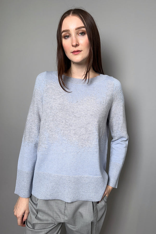 Tonet Jacquard Detail Crew Neck Sweater in Blue and Grey - Ashia Mode – Vancouver, BC