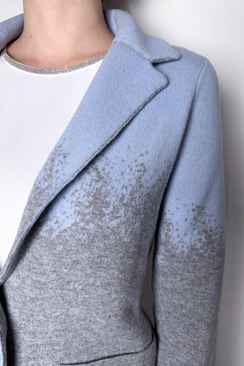 Tonet Intarsia Knit Sweater Blazer in Blue and Grey