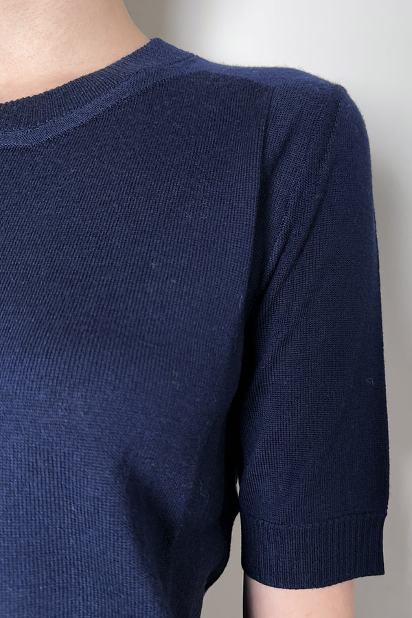 Tonet Knit Merino Wool Short T-Shirt Navy