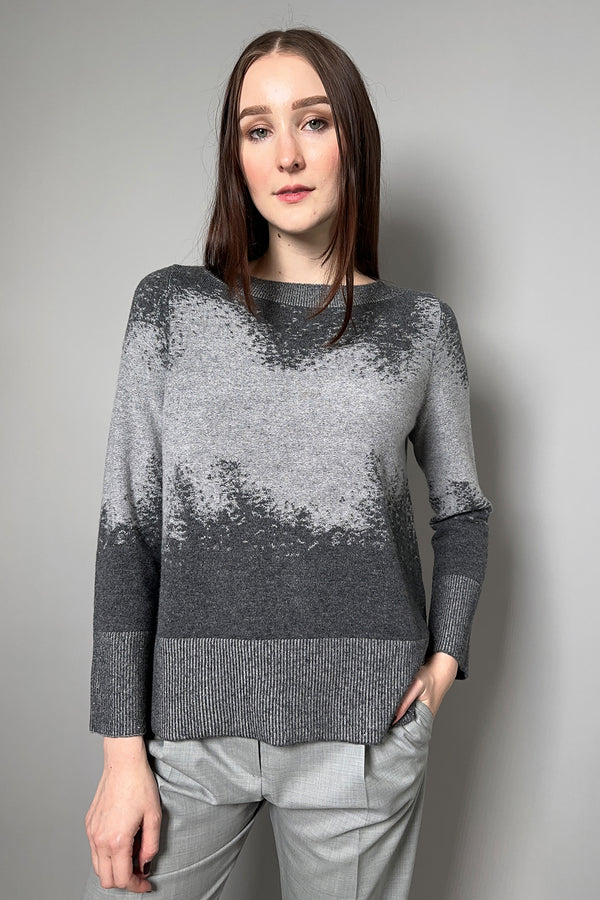Tonet Jacquard Detail Crew Neck Sweater in Dark Grey - Ashia Mode – Vancouver, BC