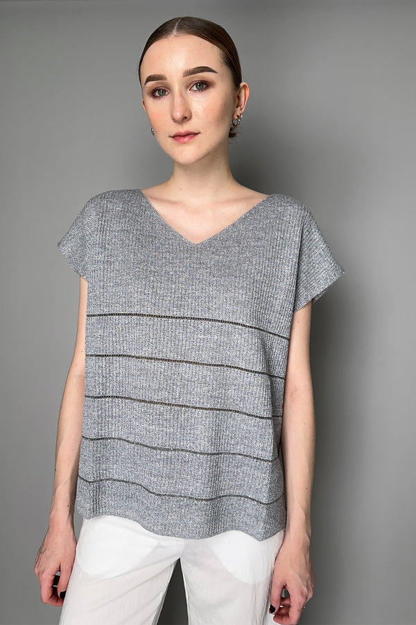 Tonet Relaxed Fit Linen Knit Top in Grey