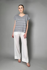 Tonet Relaxed Fit Linen Knit Top in Grey