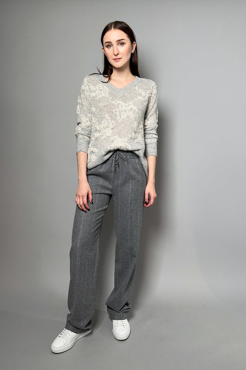 Tonet Alpaca Blend Sweater with Embroidery and Sequins in Light Grey - Ashia Mode – Vancouver, BC