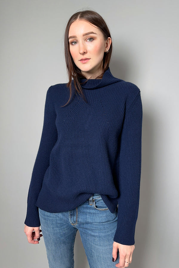 Tonet Ribbed Cashmere Mock Neck Sweater in Navy - Ashia Mode – Vancouver, BC