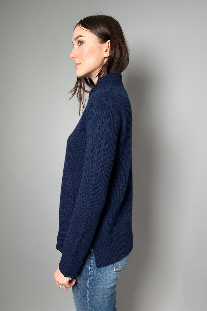 Tonet Ribbed Cashmere Mock Neck Sweater in Navy - Ashia Mode – Vancouver, BC