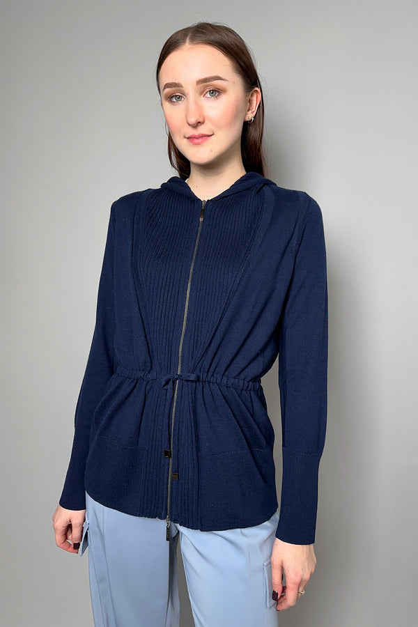 Tonet Merino Wool Zip Up Hoodie in Navy - Ashia Mode – Vancouver, BC